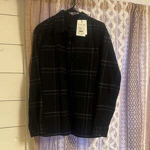 Theory Men's Dark Checkered Shirt Jacket plaid